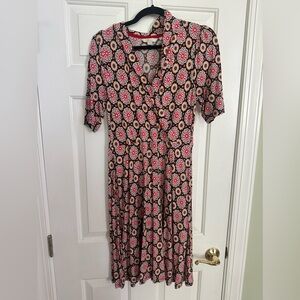 Boden Fixed Wrap Jersey Dress Black Opulent Daisy